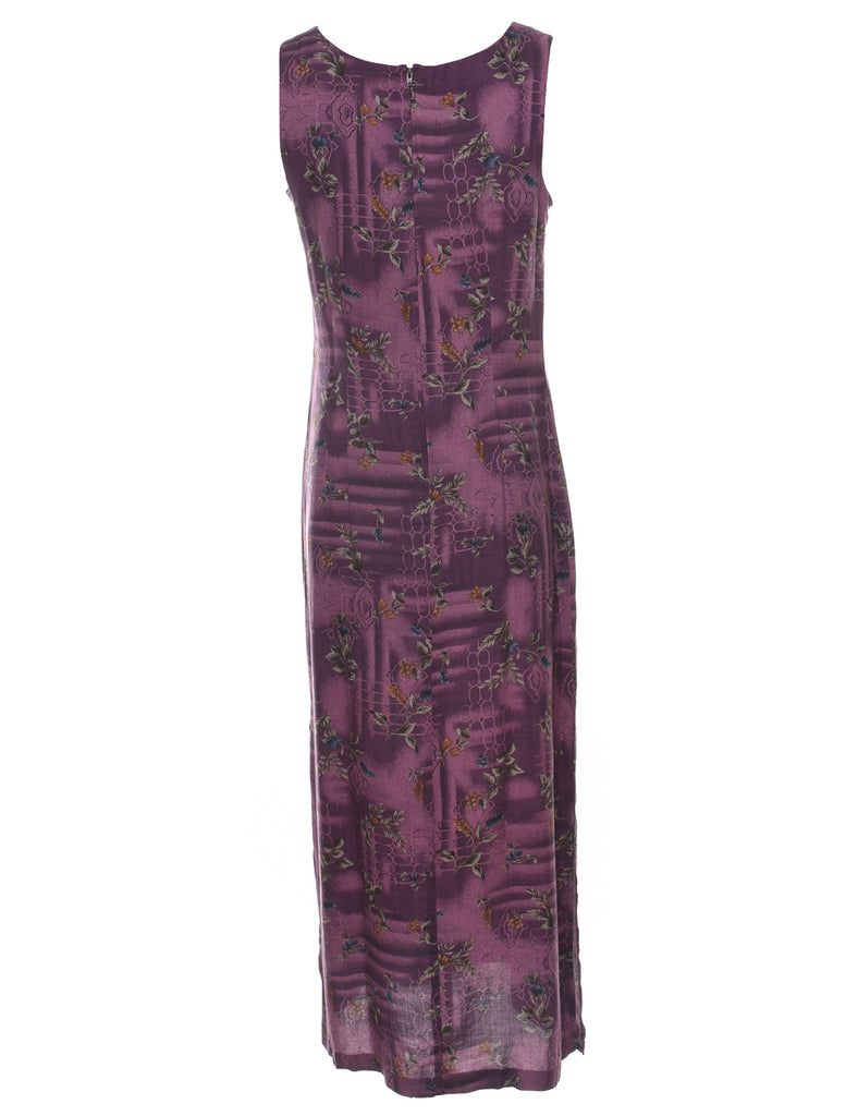 Plum Floral Print Maxi Dress - M