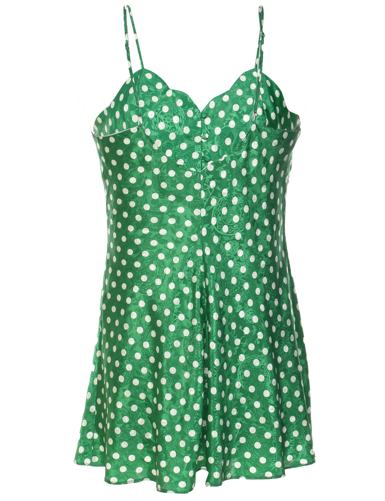 Polka Dot Design Green & Off-White Victoria's Secret Slip Dress - L