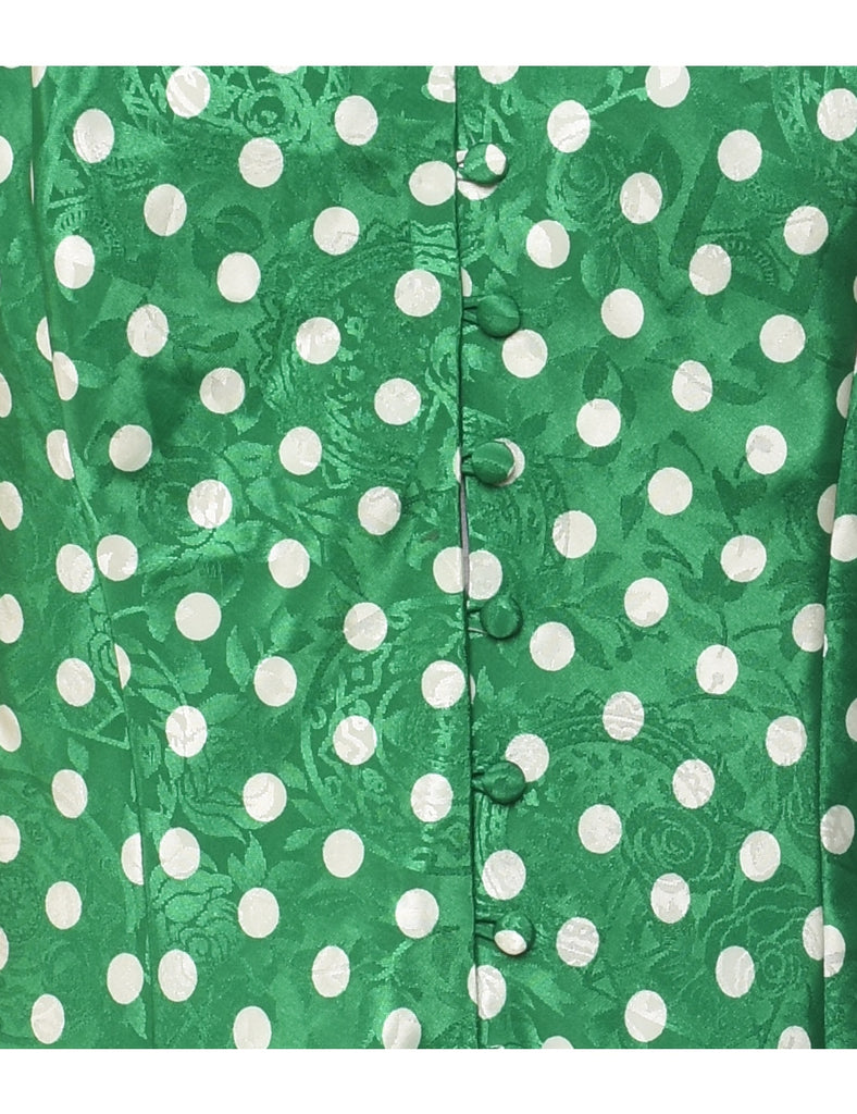 Polka Dot Design Green & Off-White Victoria's Secret Slip Dress - L