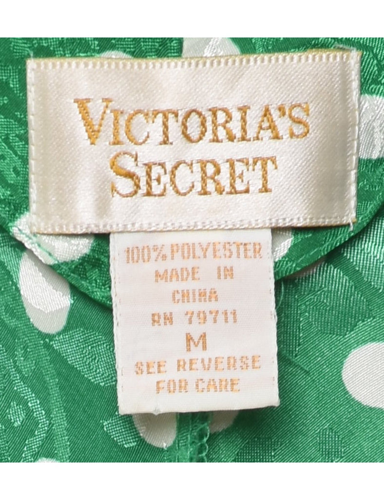 Polka Dot Design Green & Off-White Victoria's Secret Slip Dress - L