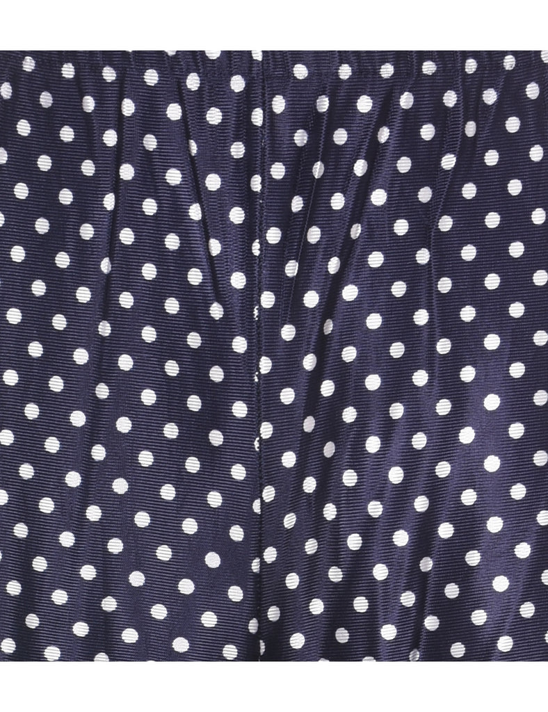 Polka Dot Print Navy & White Flared Trousers - W26 L31