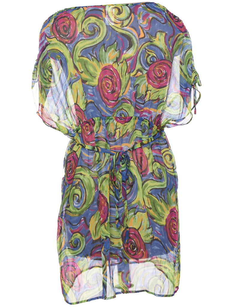 Psychedelic Print Sheer Dress - L