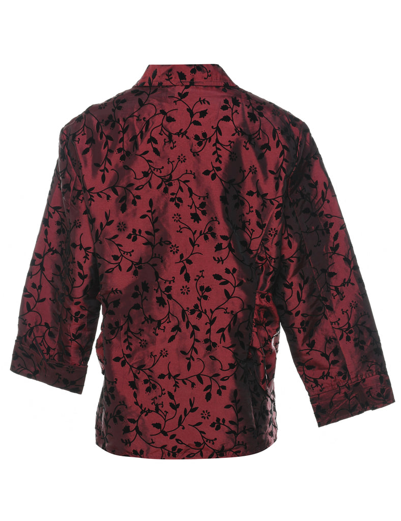 Puli Floral Black & Maroon Metallic Shirt - L