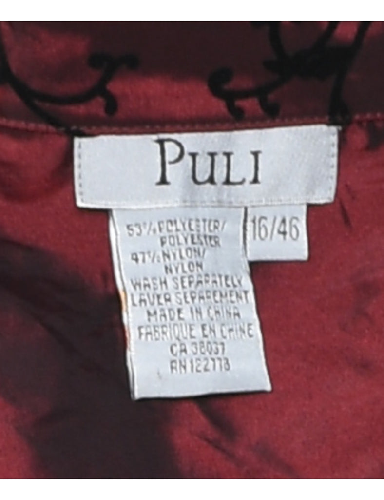 Puli Floral Black & Maroon Metallic Shirt - L