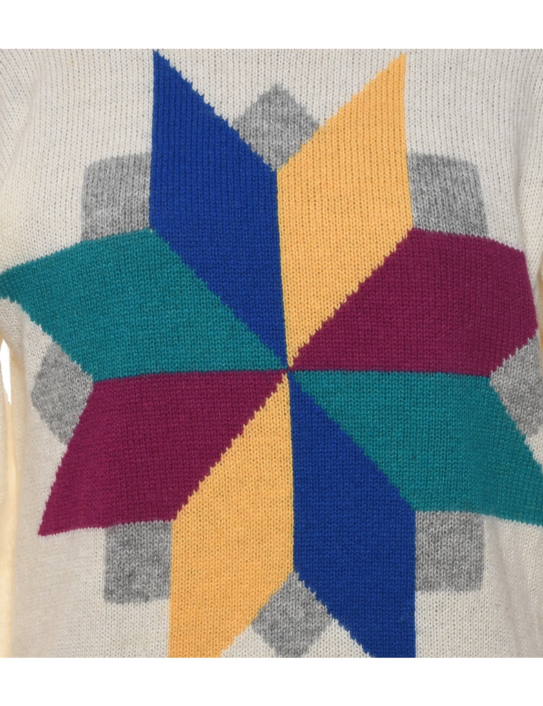 Puritan Geometric Pattern Multi-Colour Jumper - M