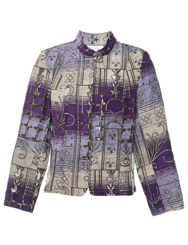 Purple Floral Tapestry Jacket - M