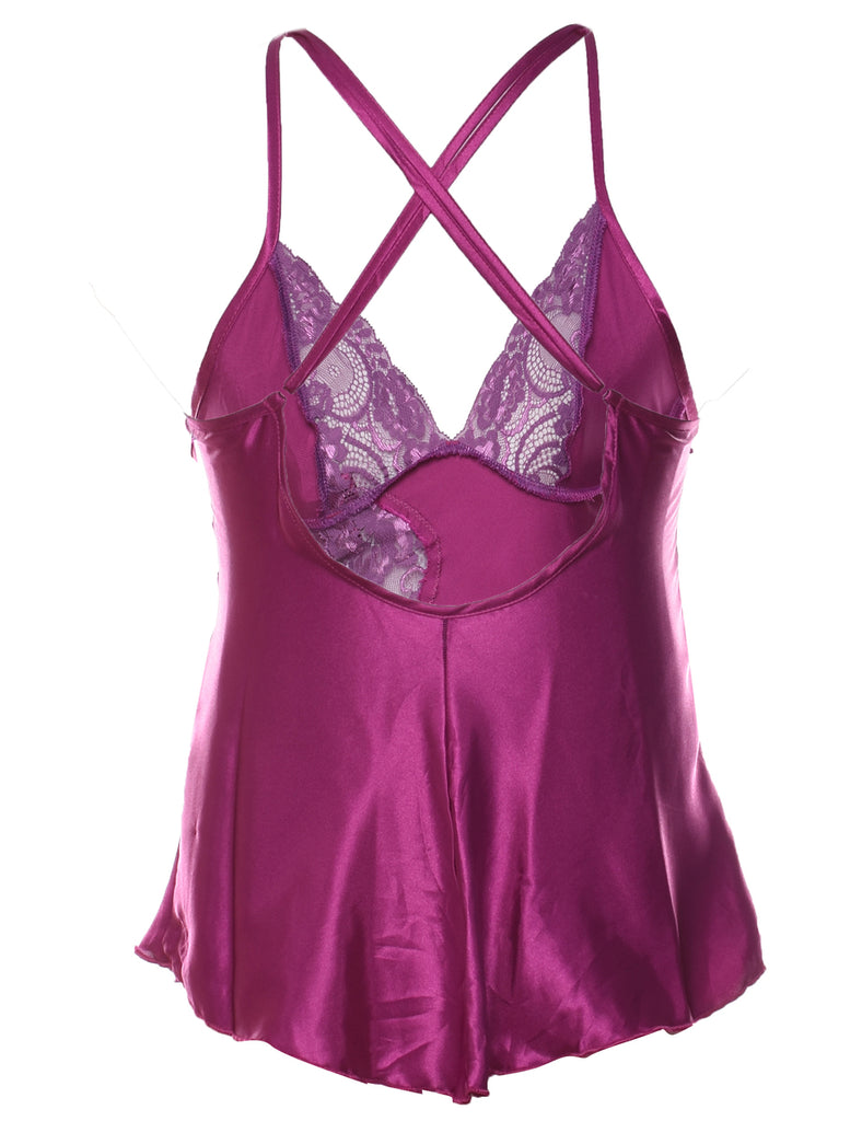 Purple Lace & Bow Detail Babydoll - S