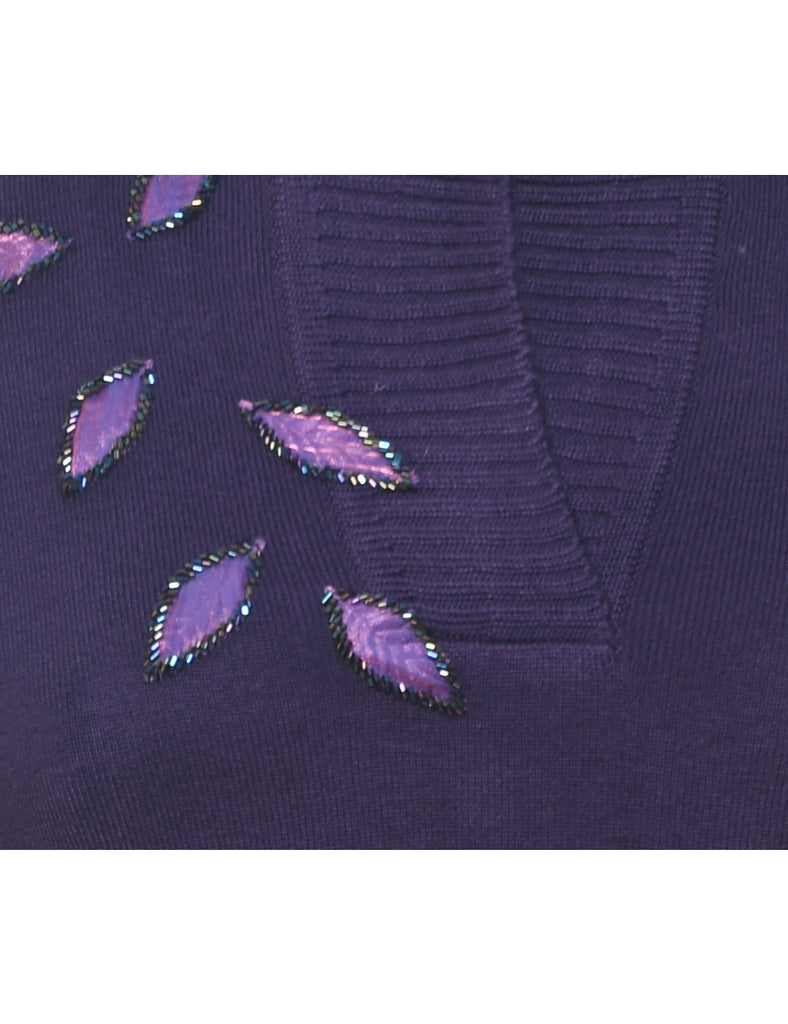 Purple Sparkly Beaded Jumper - S