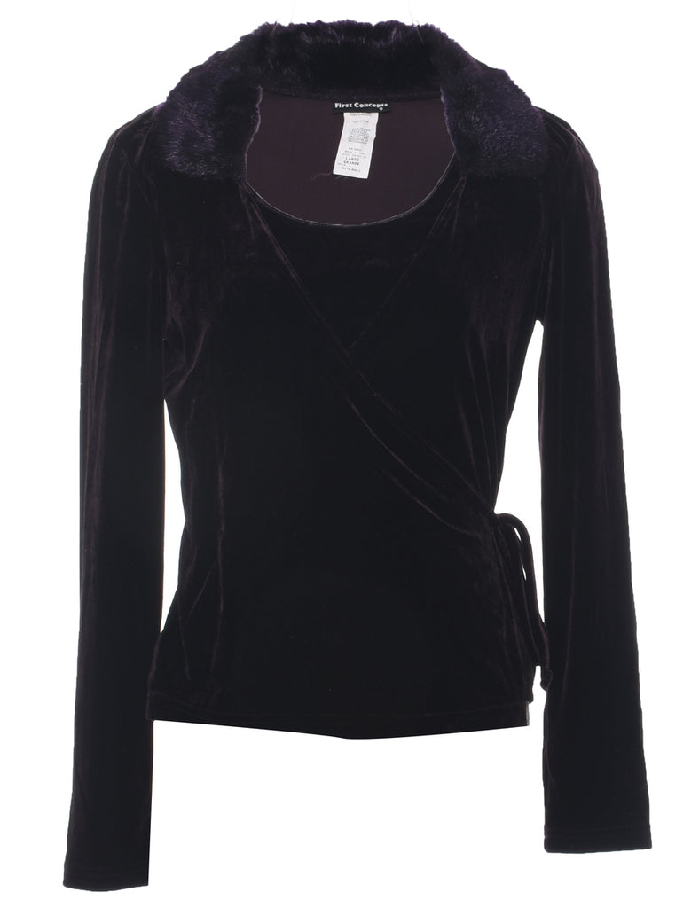 Purple Velvet Fabric Evening Top - M