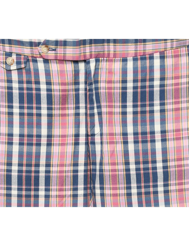 Ralph Lauren Checked Navy & Pink Cropped Trousers - W34 L26