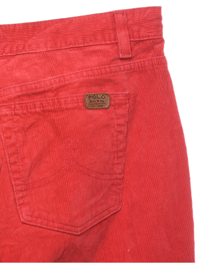 Ralph Lauren Red Straight-Fit Corduroy Trousers - W30 L34