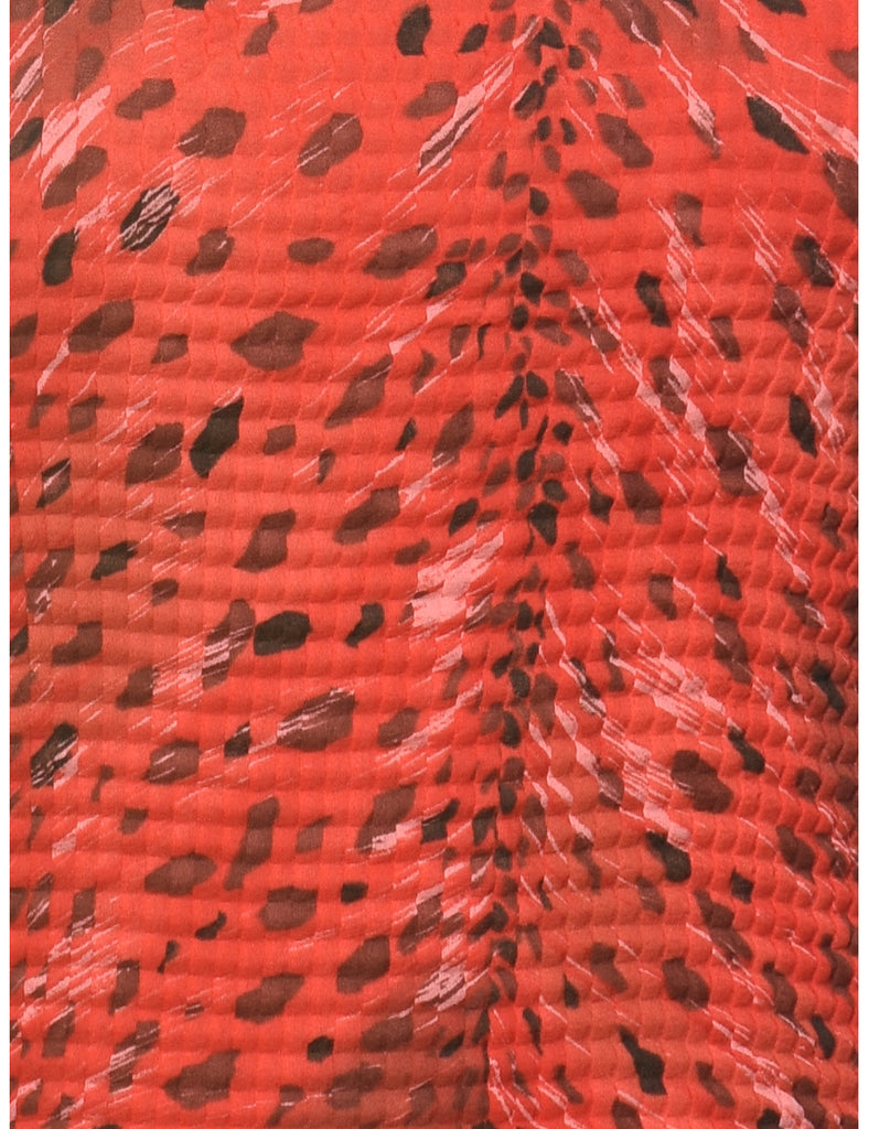 Red Animal Print Smocked Top - S