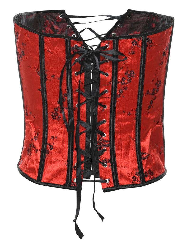 Red Brocade Pattern Corset - S