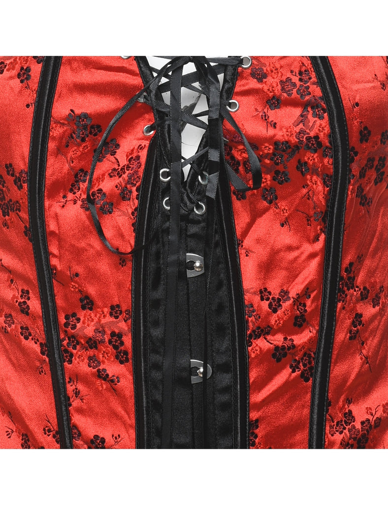 Red Brocade Pattern Corset - S