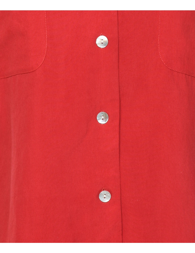 Red Classic Silk Blouse - L