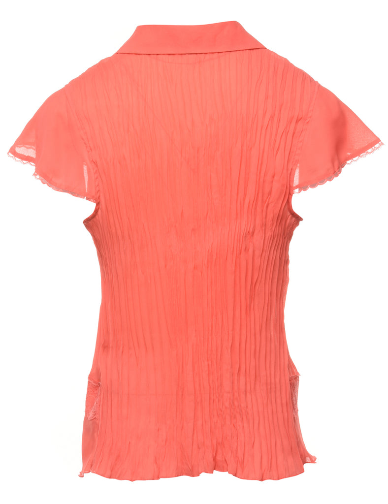 Red Frill Front Blouse - M