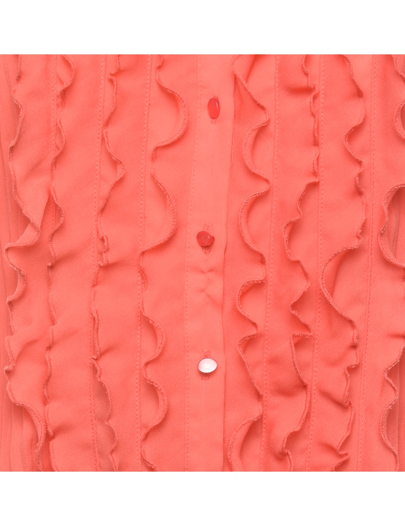 Red Frill Front Blouse - M