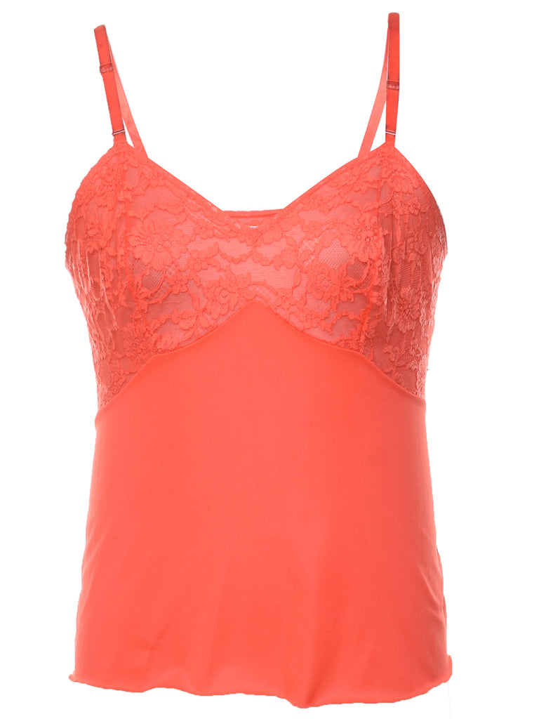 Red Lace Trim Camisole  - L