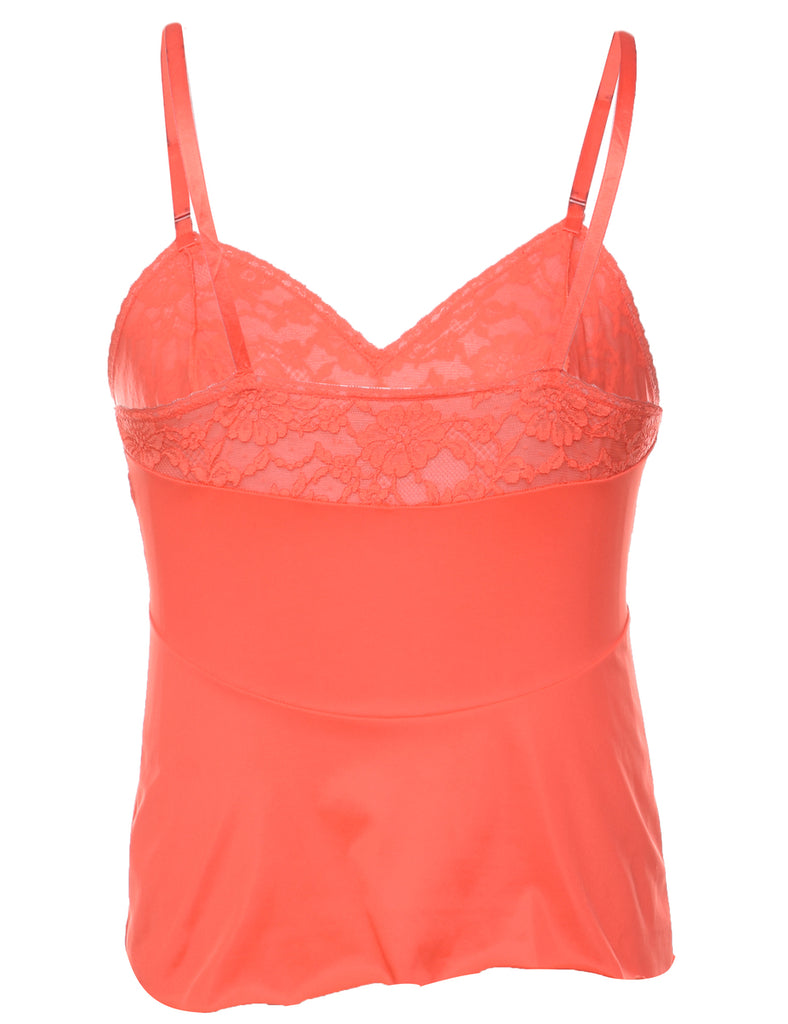 Red Lace Trim Camisole  - L