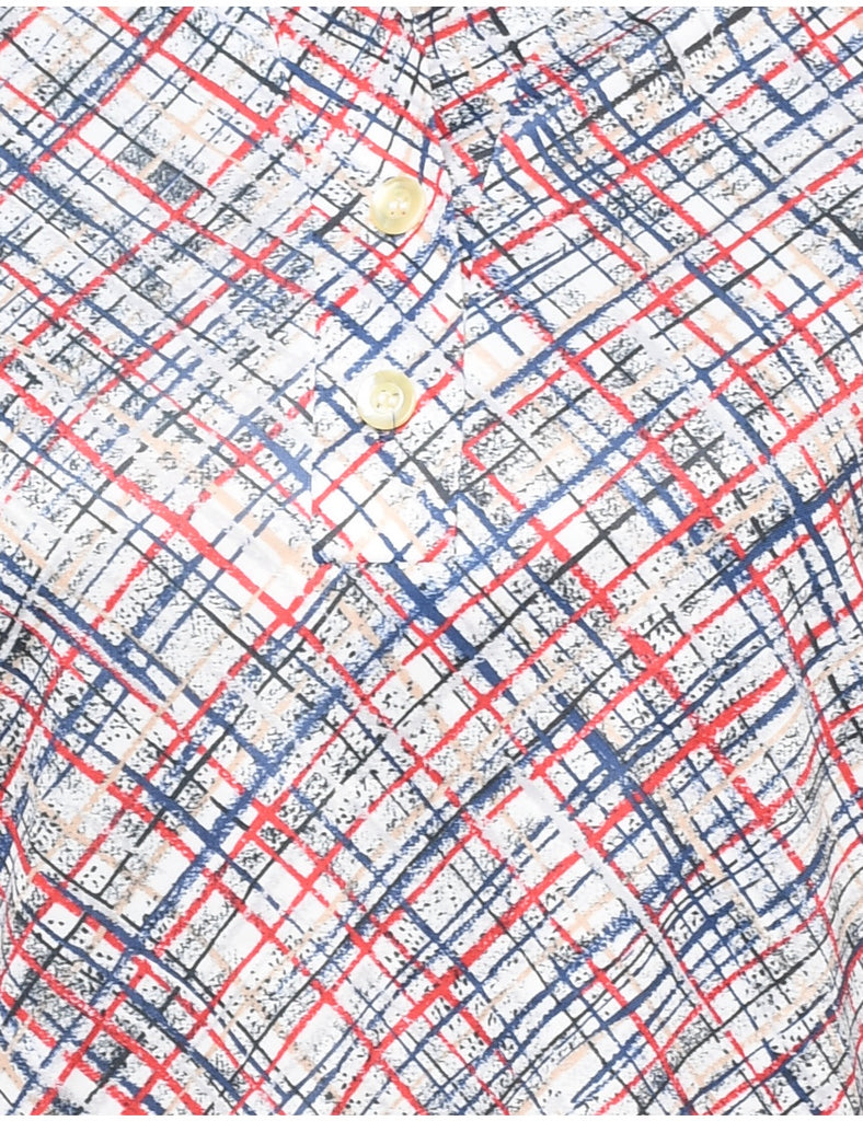 Red, Navy & White 1970s Checked Shirt - S