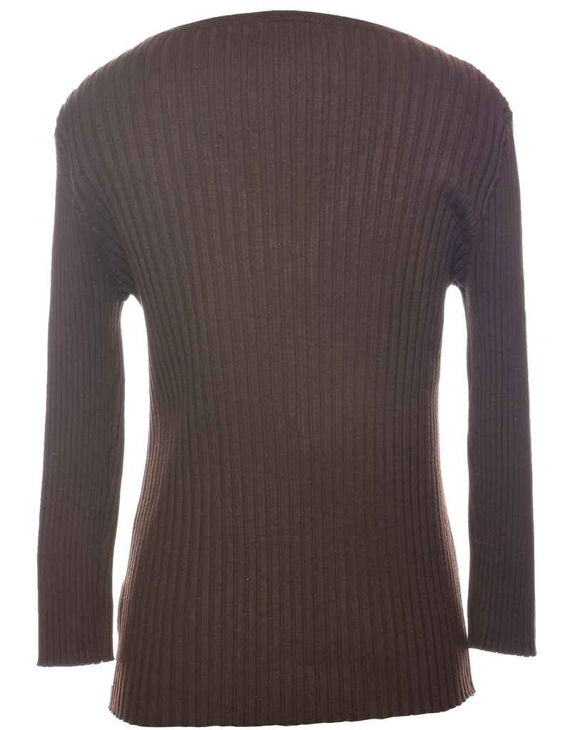 Ribbed Dark Brown Jumper - XL