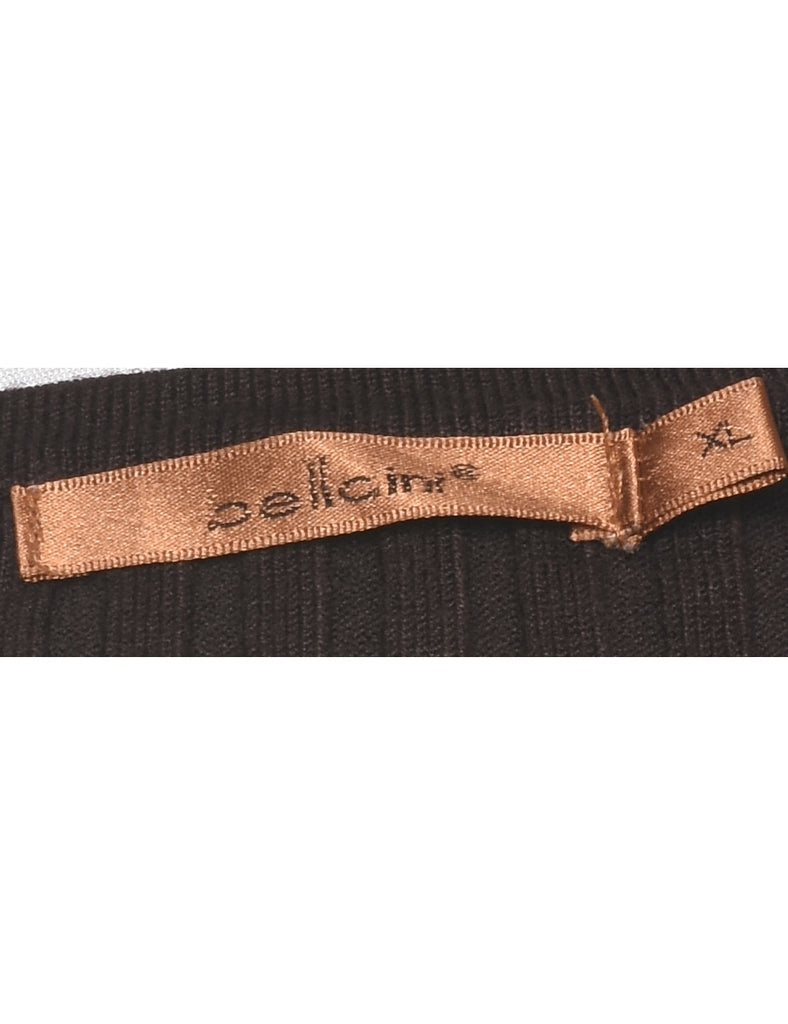 Ribbed Dark Brown Jumper - XL