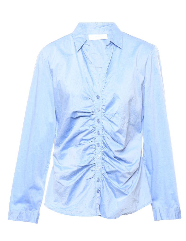 Ruched Blue Shirt - L
