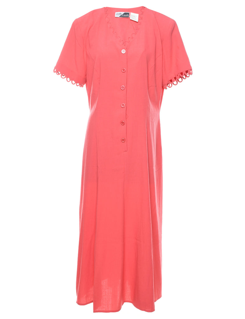 Salmon Pink Back Tie Maxi Dress - L