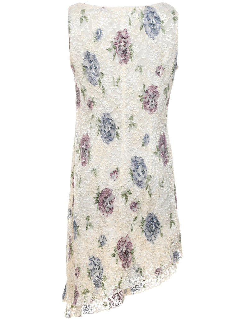 Scarlett Floral White & Blue Y2K Evening Dress  - L