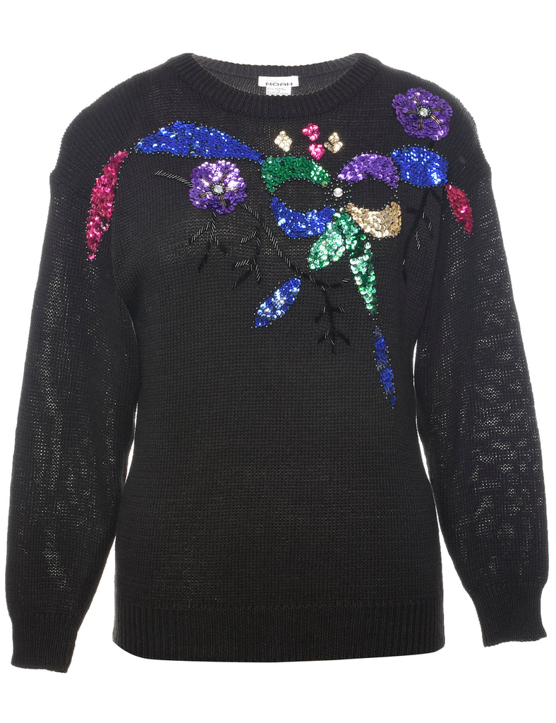 Sequined Black Jumper - S