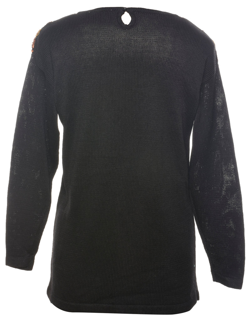 Sequined Black Jumper - S