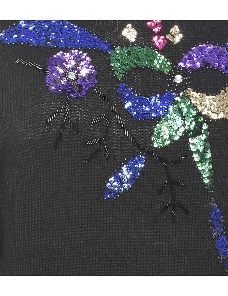 Sequined Black Jumper - S