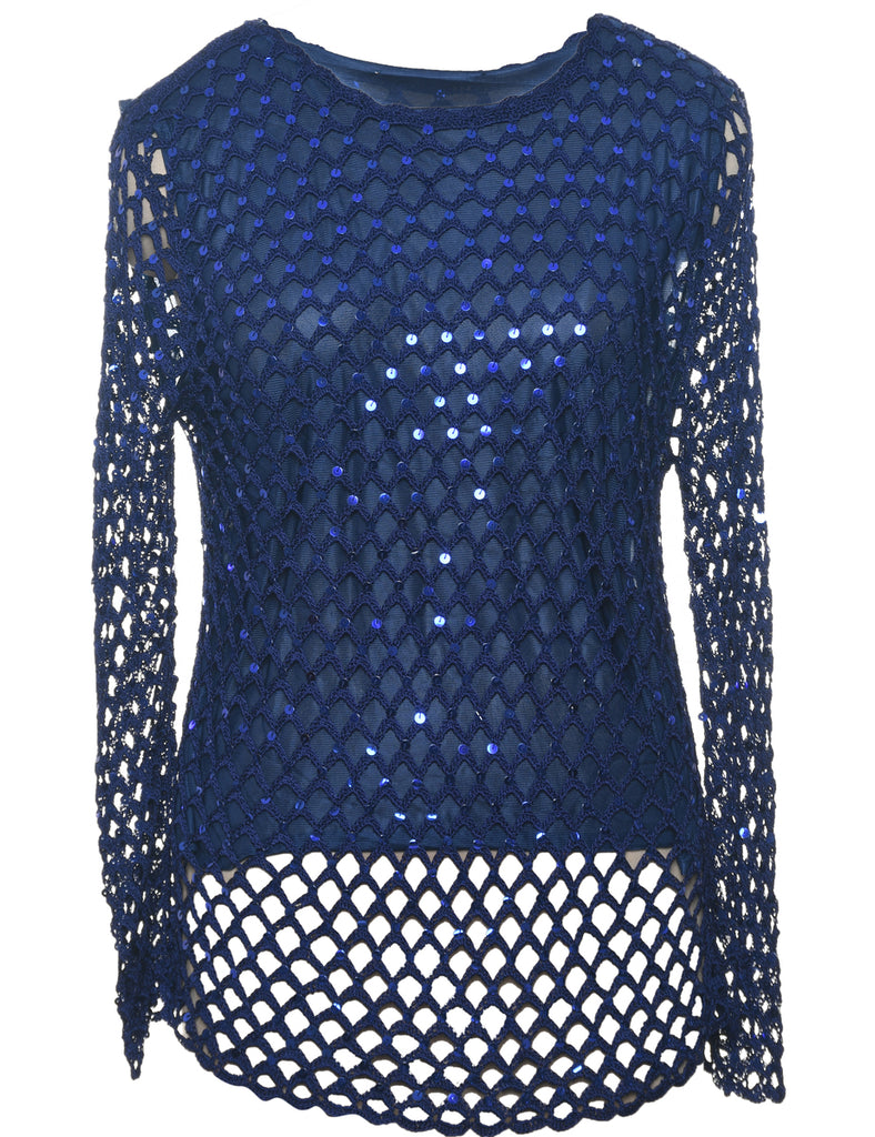 Sequined Crochet Jumper - M