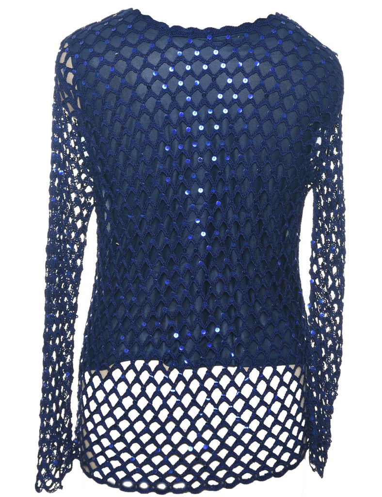 Sequined Crochet Jumper - M