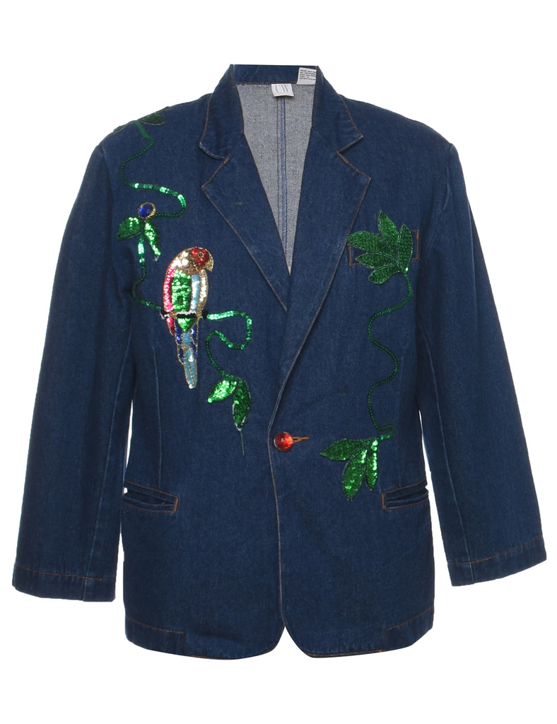 Sequined Denim Jacket - M