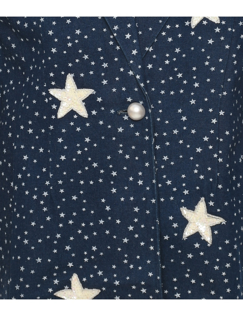 Sequined Denim Jacket - L