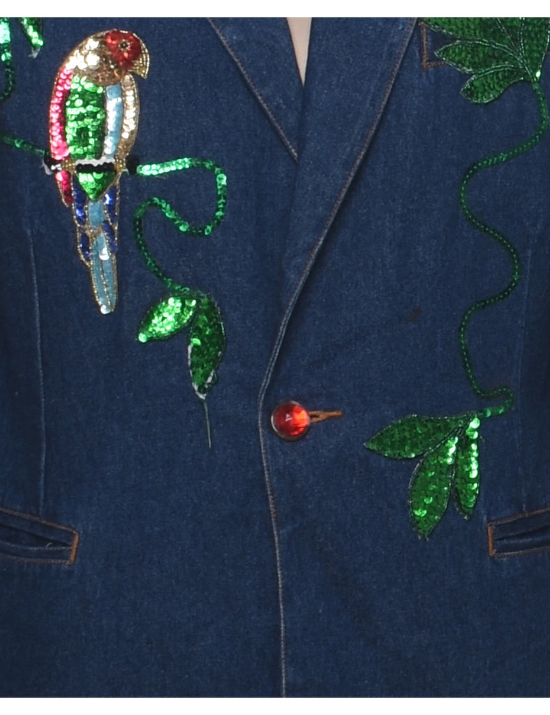Sequined Denim Jacket - M