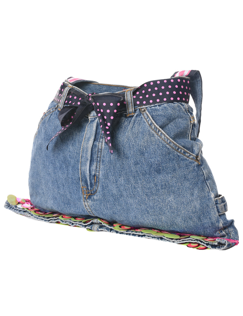 Sequined Denim Y2K Handbag - M
