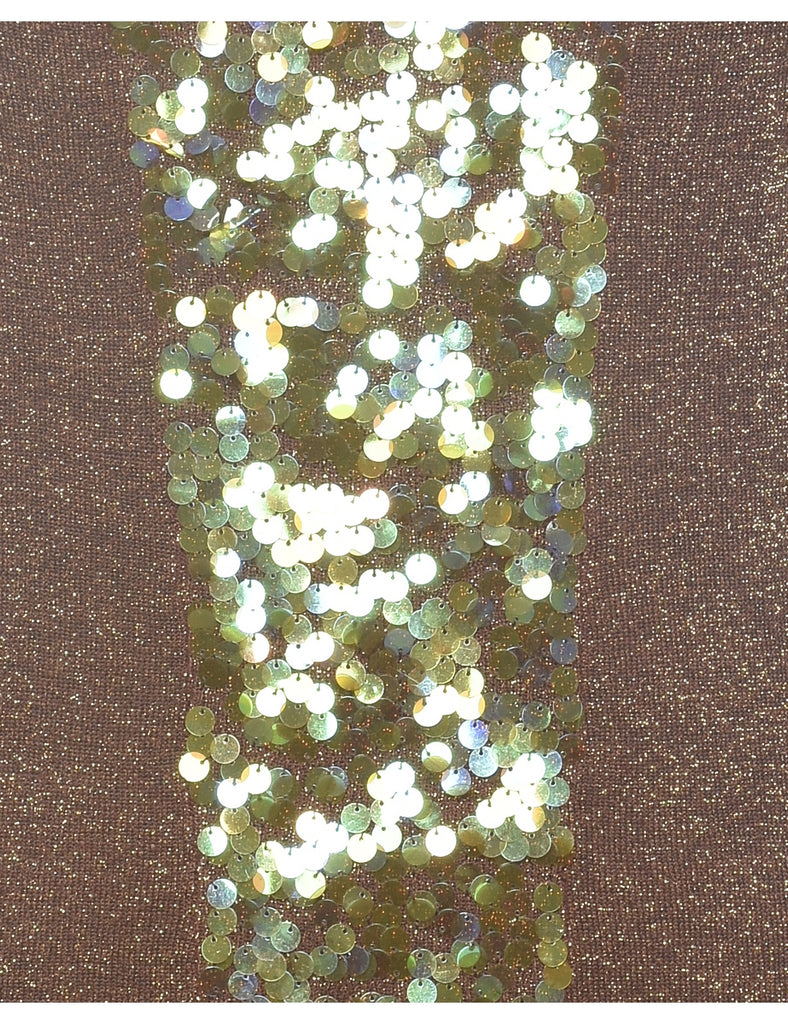 Sequined Lurex Thread Pattern Vest - L