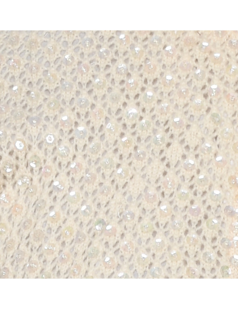 Sequined Off White Cardigan - S