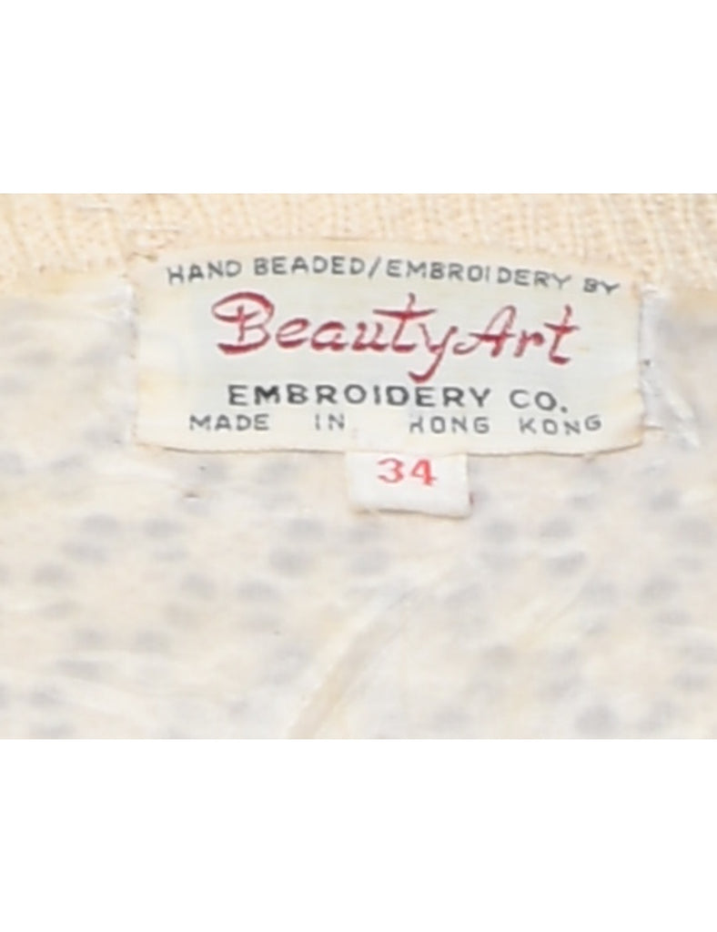 Sequined Off White Cardigan - S