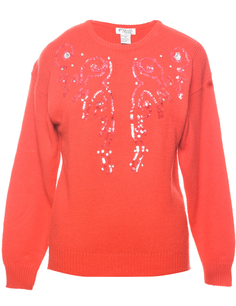 Sequined Red Jumper - S