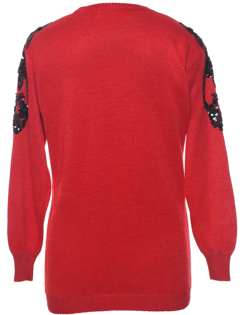 Sequined Red Jumper - S