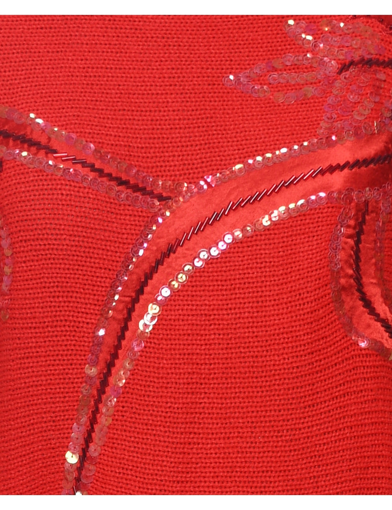 Sequined Red Jumper - M