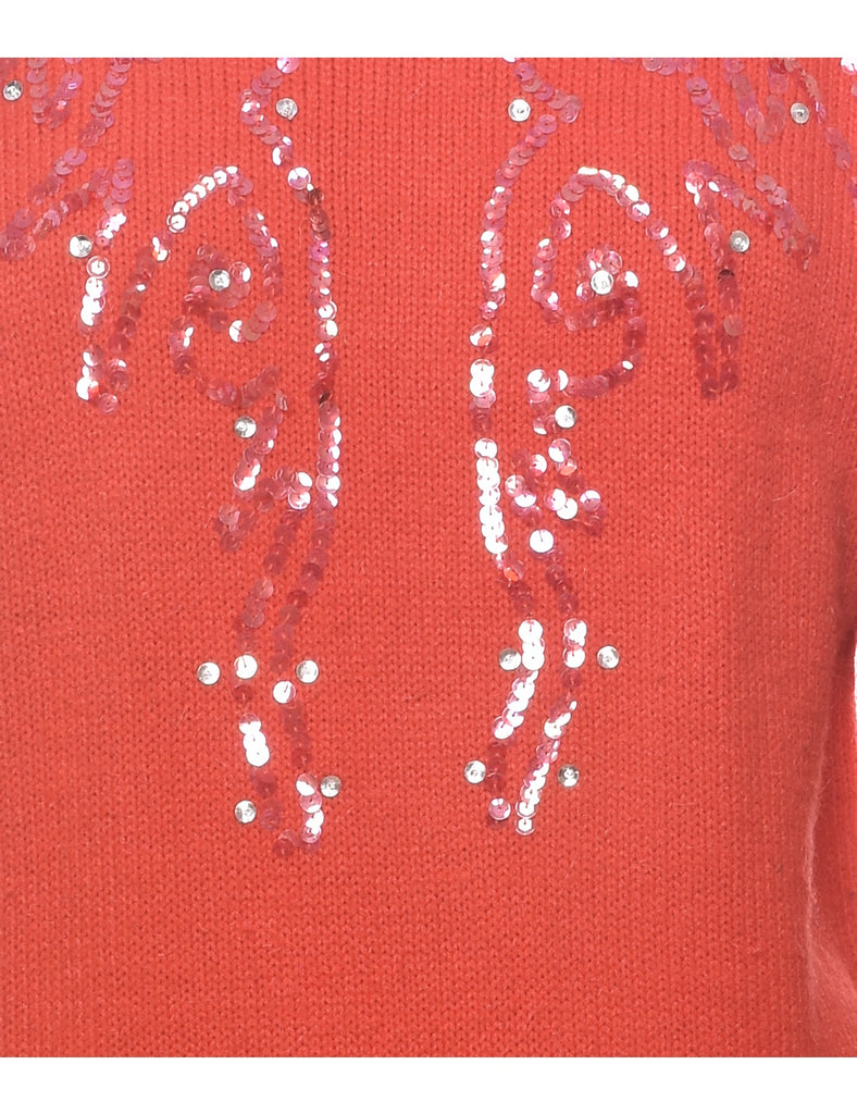Sequined Red Jumper - S