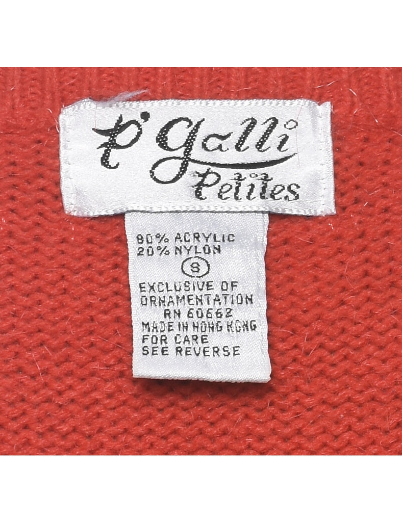 Sequined Red Jumper - S