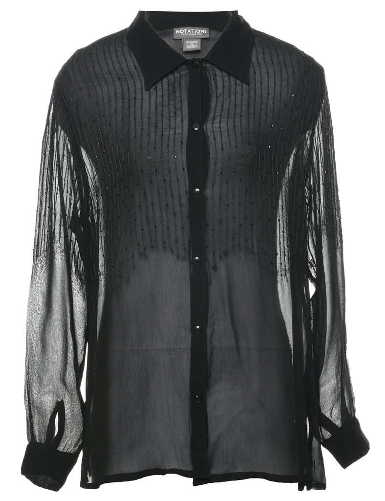 Sheer Beaded Party Blouse - M