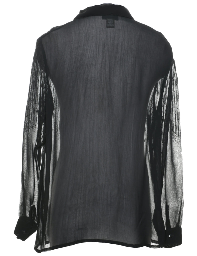 Sheer Beaded Party Blouse - M