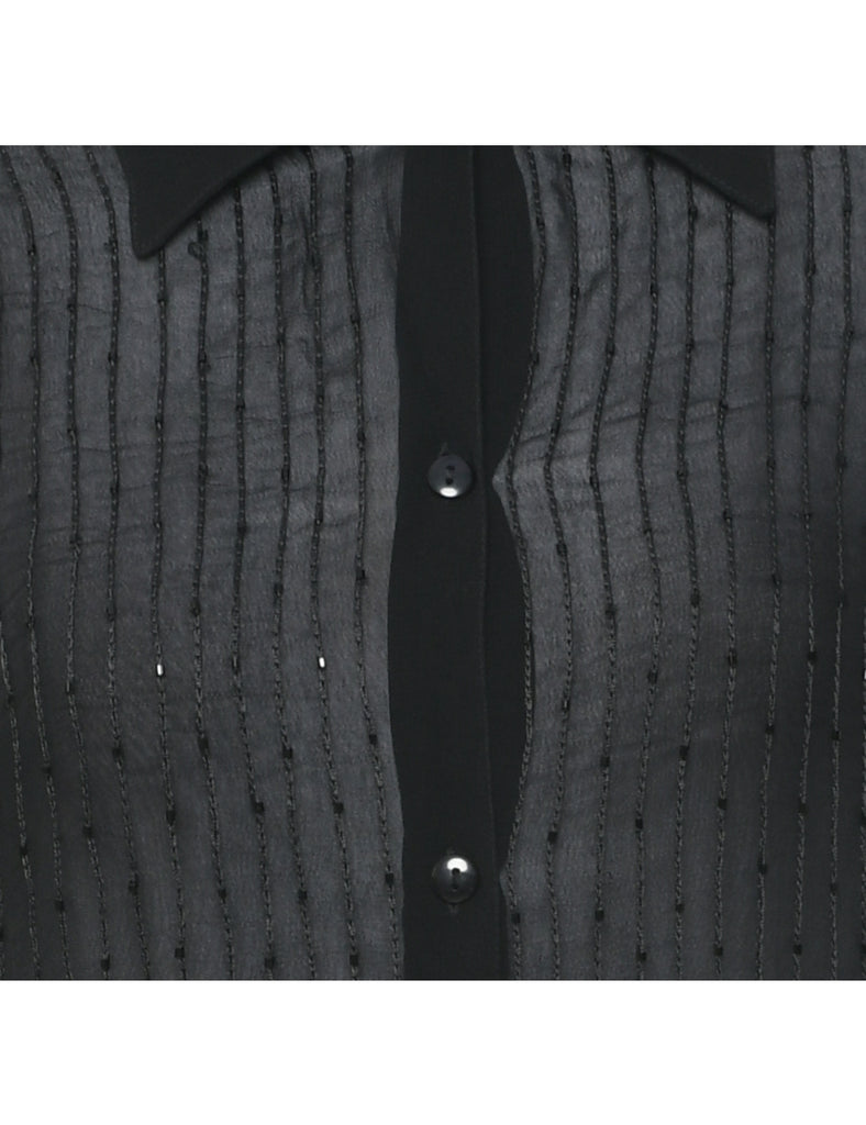 Sheer Beaded Party Blouse - M