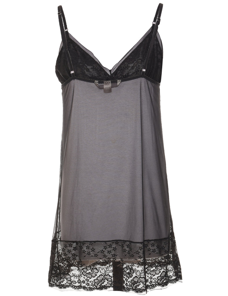 Sheer Black Lace 1990s Babydoll - M